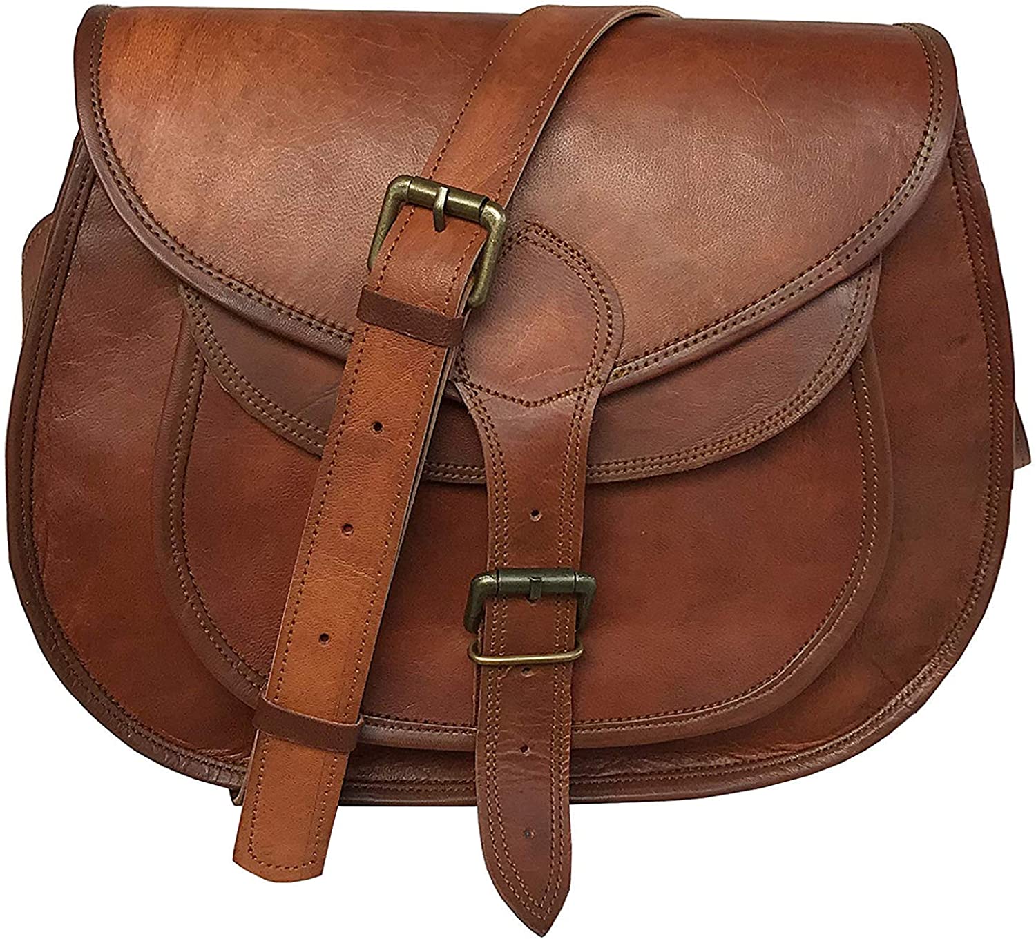 Price:$29.00    cuero 14 Inch Leather Crossbody Satchel Ladies Purse Women Shoulder Bag Tote Travel Purse Genuine Leather (brown)  Clothing
