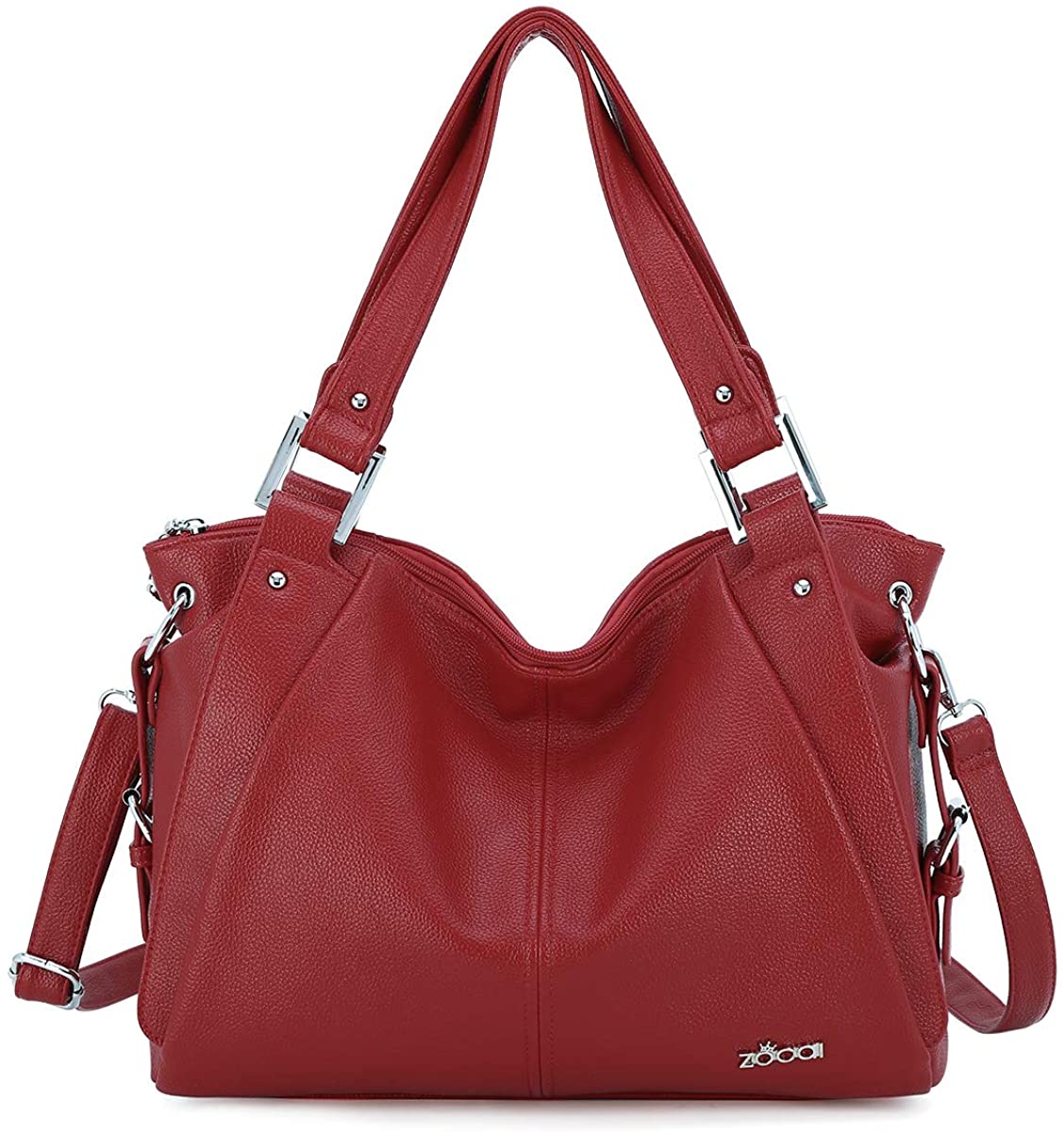 Price:$38.99    ZOCAI Hobo Shoulder Bag for Women Tote Handbags Purses Street Satchel PU Leather with Multi Pockets for Ladies and Girls (9066#74A#red)  Clothing