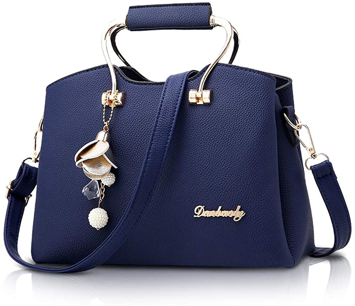 Price:$35.99    NICOLE&DORIS Women’s Handbags Tote Top Handle Shoulder Bags Crossbody Bag for Ladies Leather Bag with Long Strap dark blue  Clothing