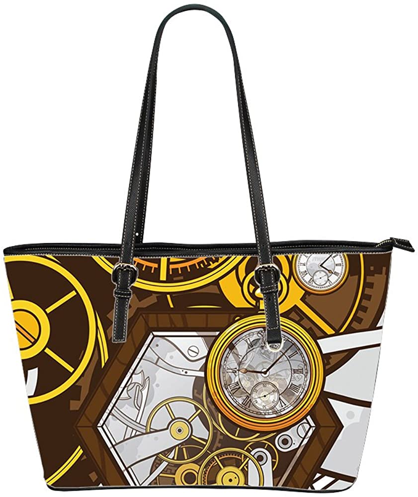 Price:$44.99    Leather Tote Bag for Women, Clock Women Handbags PU Leather Tote Shoulder Bags, Two-sided Printing, Large  Clothing