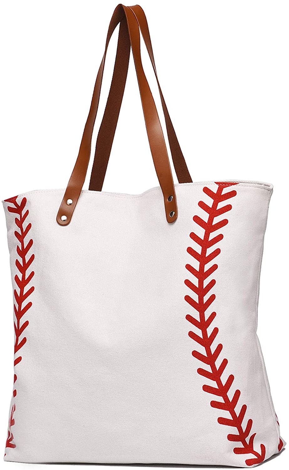 Price:$19.99    I IHAYNER Large Baseball Tote Bag Sports Printing Utility Top Handle Casual Shoulder Bag White Large  Clothing