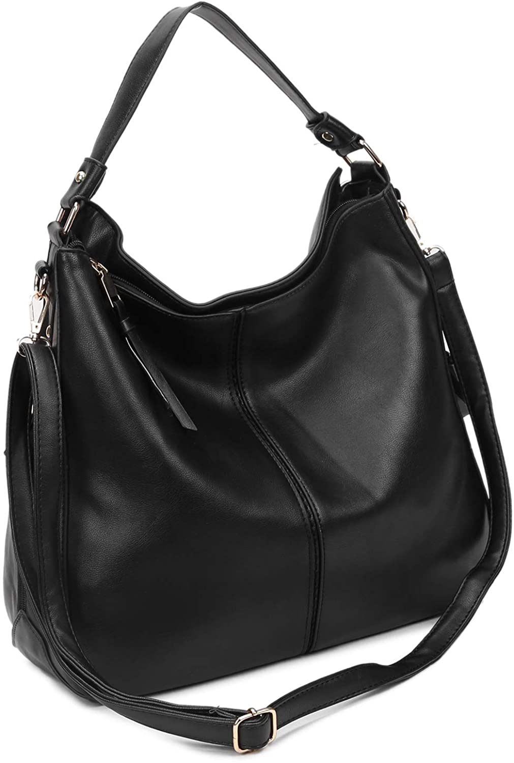 Price:$29.99    Women Tote Bag Purse Handbag PU Leather Fashion Bucket Bag Hobo Shoulder Bag with Adjustable Strap Black  Clothing