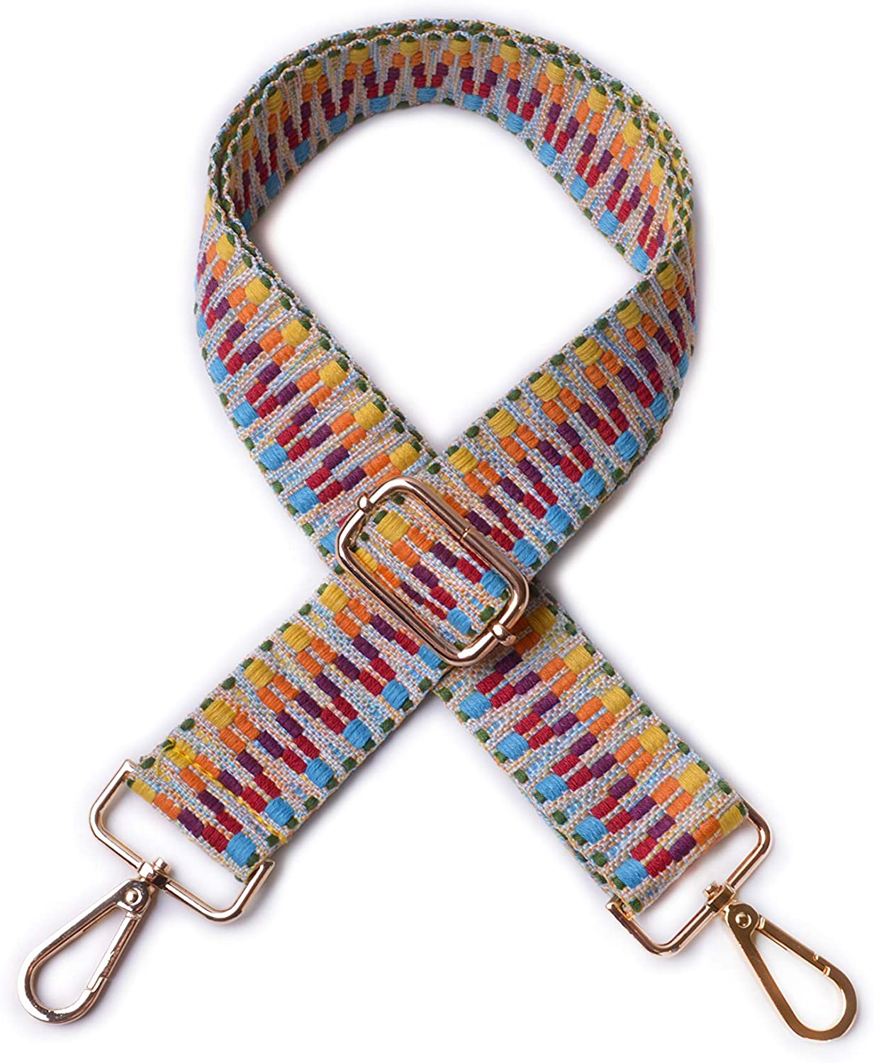 Price:$12.50    Wento 26-47 Inches Length Adjustable Crossbody Straps 1 1/2 Inches Width Cotton Replacement Straps Colorful Shoulder Straps Woven Purses Straps For Handbags  Clothing