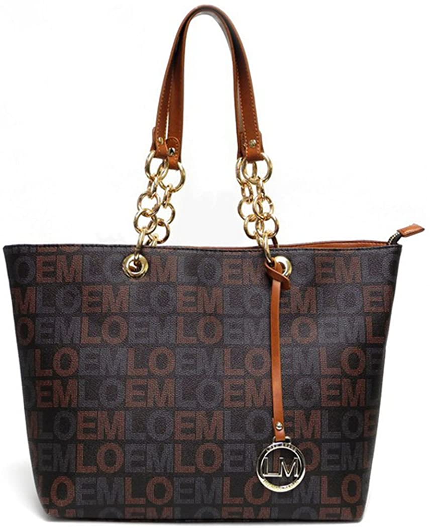 Price:$32.98 bbrown monogrammed shoulder Bag handbag tote Loem signature Designer inspired  Handbags   