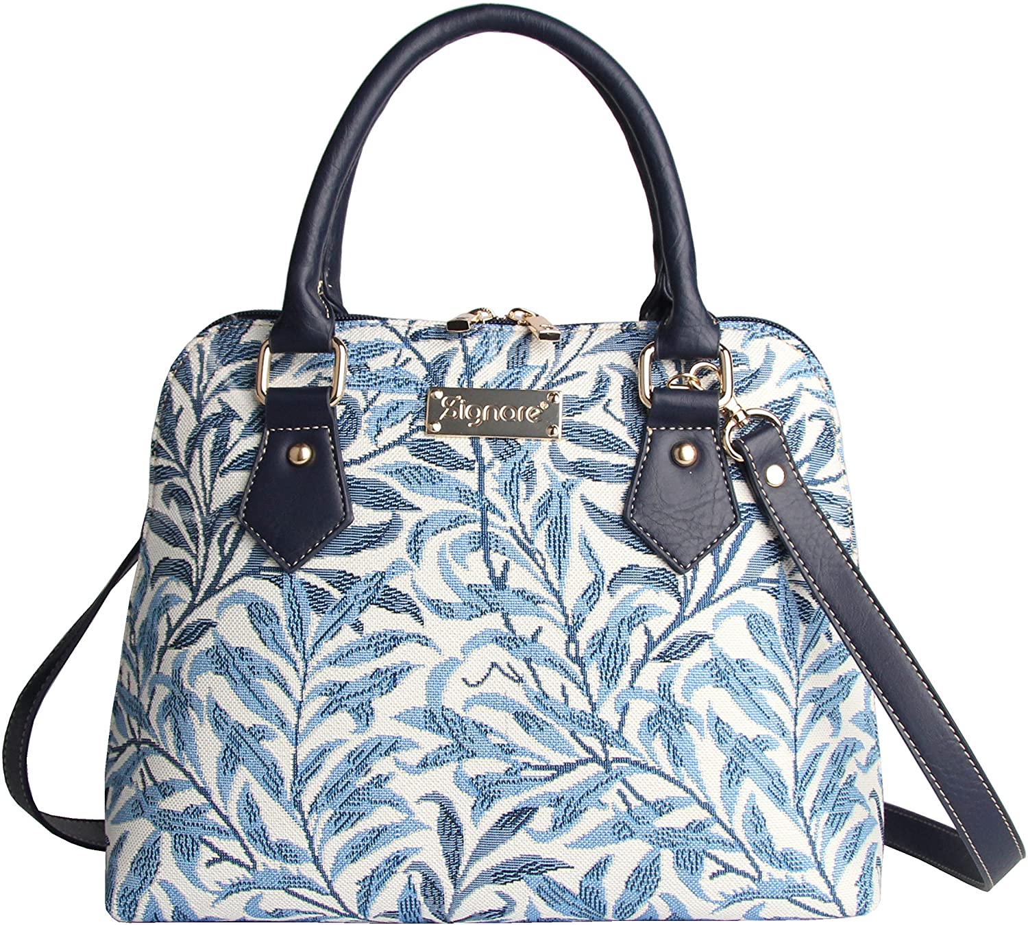 Price:$44.99 Signare Tapestry Handbag Satchel Bag Shoulder bag and Crossbody Bag and Purse for women with Willow Bough (CONV-WIOW)  Handbags   