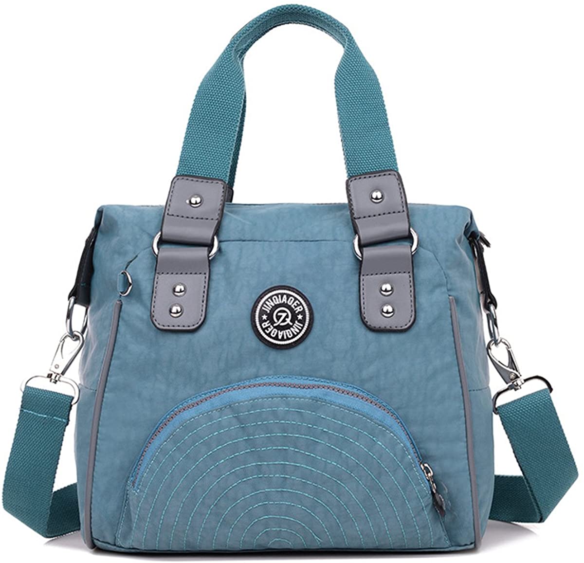 Price:$15.39    Women's Lightweight Water Resistant Nylon Top-handle Handbags &Purses Shoulder Totes Crossbody Messenger bag with Removable Crossbody Strap (2018 Light Blue)  Clothing