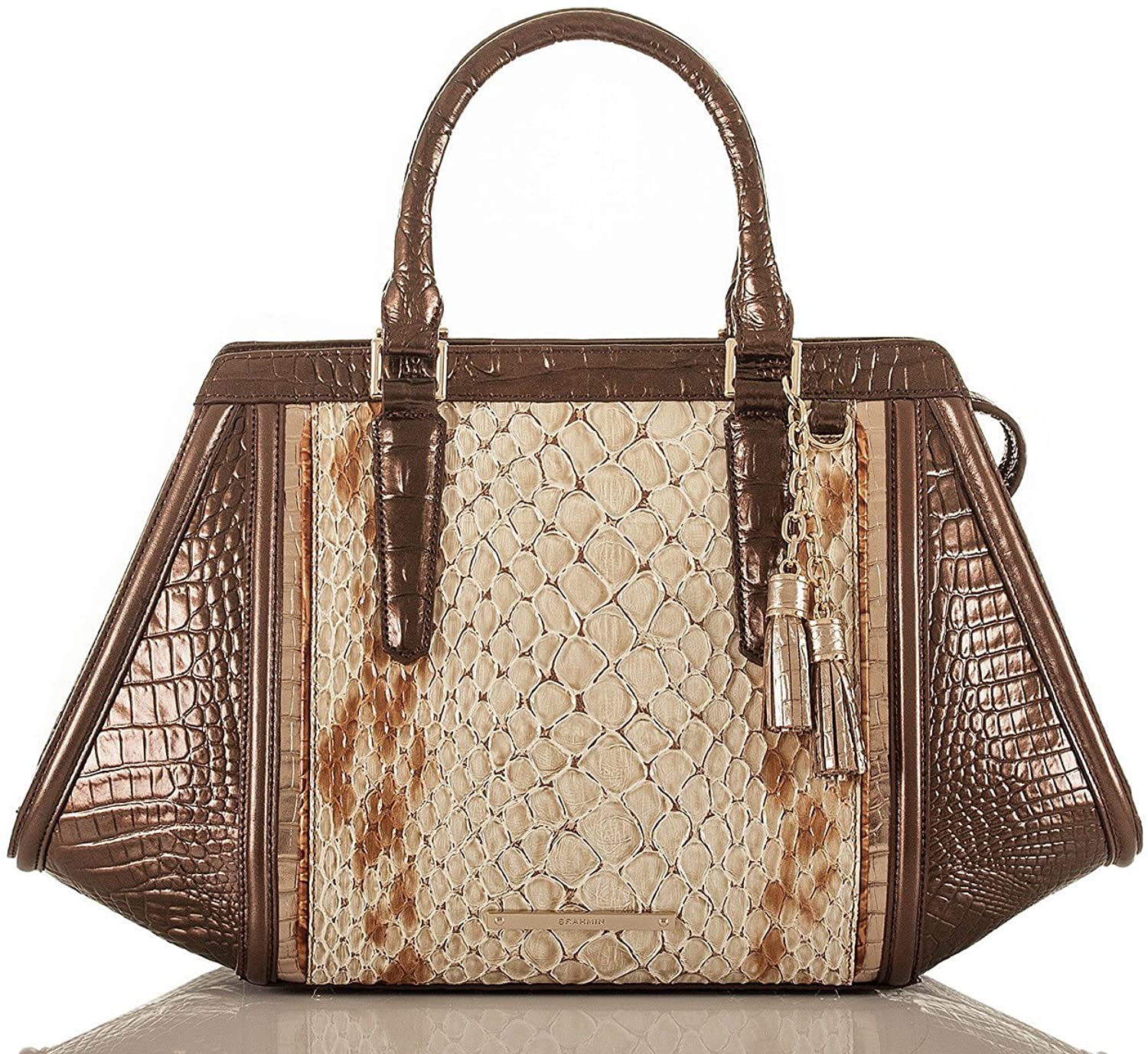 Price:$349.84    NEW AUTHENTIC BRAHMIN ARDEN CONVERTIBLE SHOULDER SATCHEL (Honey Carlisle)  Clothing