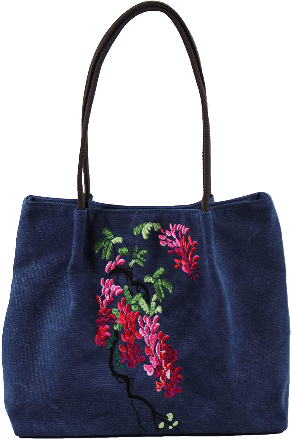 Price:$23.92    Women Embroidery Tote Bag Canvas Handbag Vintage Chinese Ethnic Style Embroidered Shoulder Bag (Blue)  Clothing