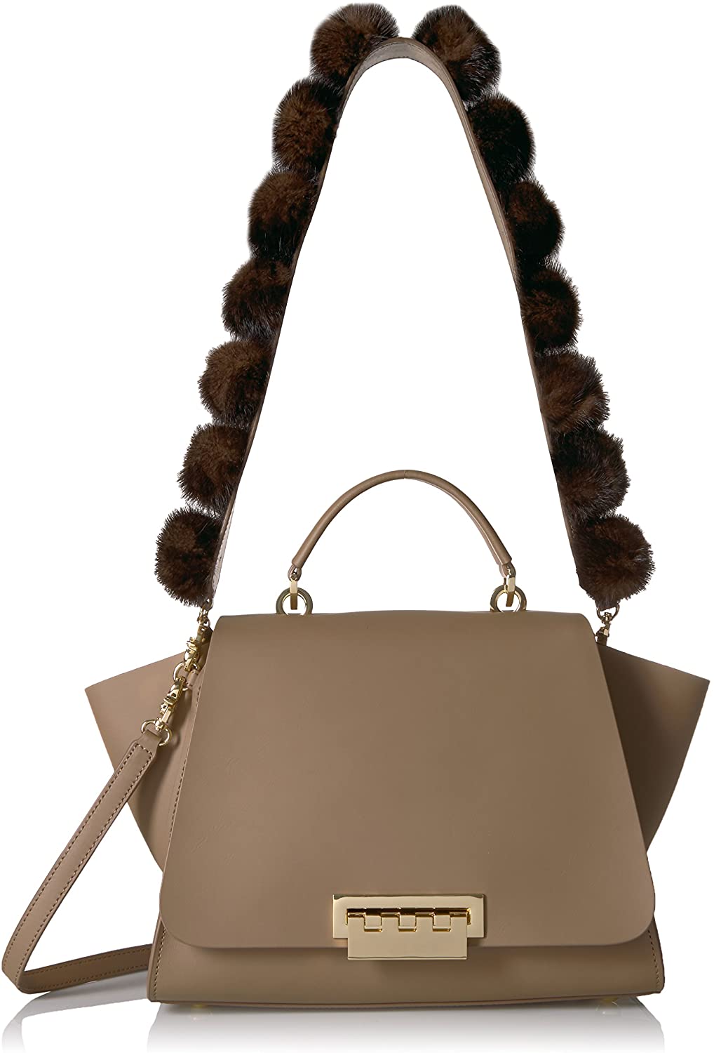 Price:$0.00    ZAC Zac Posen Eartha Iconic Soft Top Handle-with Fur Strap  Clothing