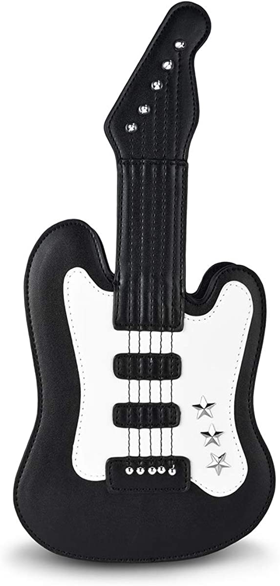 Price:$28.99 Guitar Shape Crossbody Bag, Ustyle Cute Cartoon Women Girl Adjustable Strap Unique Shoulder Bag (black)  Handbags   