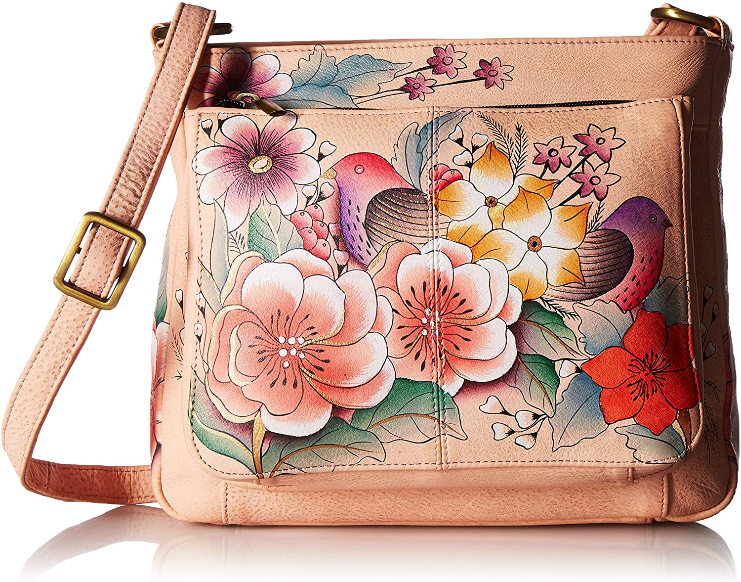Price:$184.00    Anna by Anuschka Hand Painted Leather Women's Shoulder Bag, vintage garden  Clothing