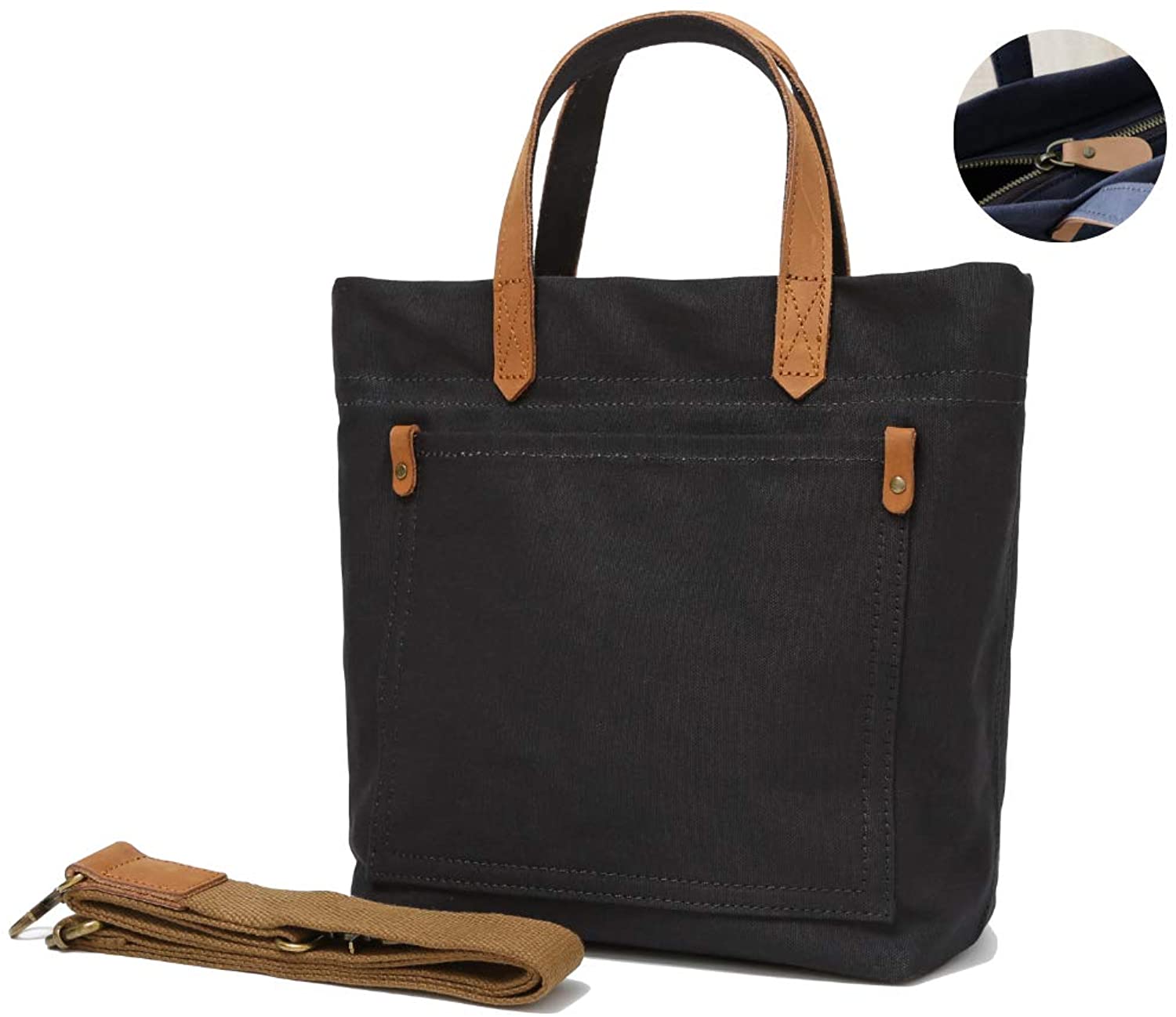 Price:$30.99 Jeelow Canvas Tote Shoulder Bag Handbag Crossbody Bags Purse For Men & Women Adjustable Strap (Small Black)  Handbags   