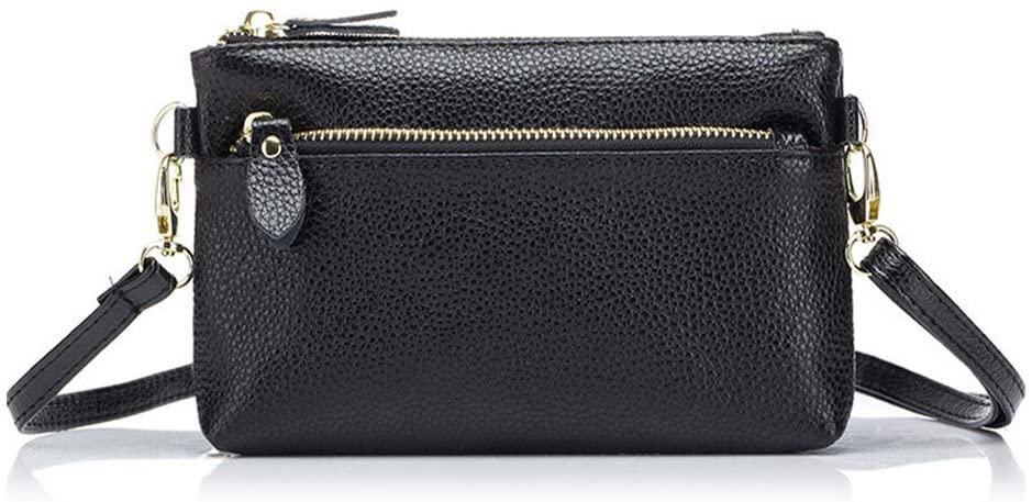 Price:$13.99    Women Vegan Leather Small Crossbody Bag Clutch Cell Phone Wallet Smartphone Pouch Wristlet Purse Zipper Mini Handbag w Shoulder Strap Card Slot for ID Credit Cards/Cash/Phone/Earbud/Lipstick (Black)  Clothing