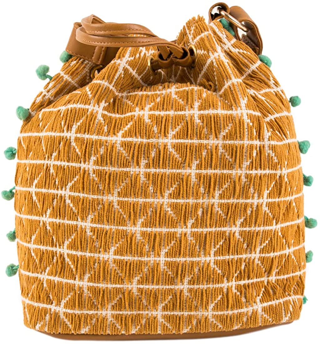 Price:$39.99    Chumbak Free Spirits Bucket Bag - Mustard - Women's Crossbody Bag, Over the Shoulder Purse and Handbag, Shoulder Bag, Drawstring Bucket Purse, Size 9.8x13 inches  Clothing