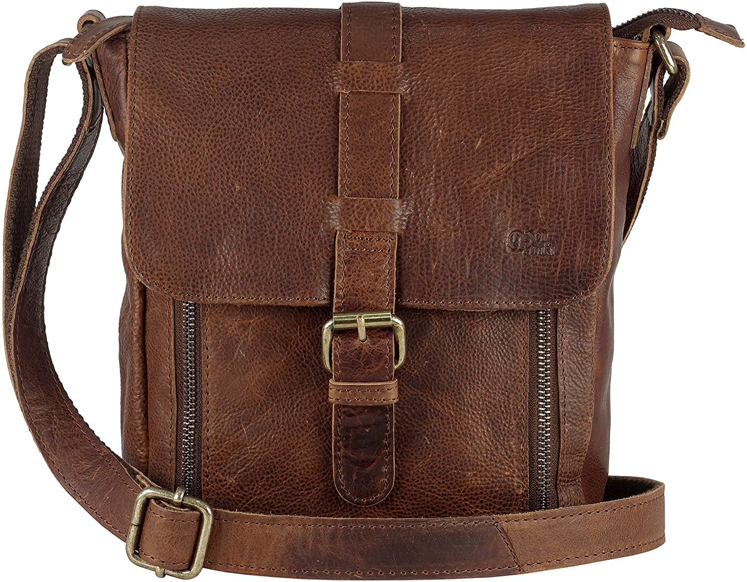 Price:$43.90    Mou Meraki Genuine Leather Brown Crossbody Purse and Handbags - Crossover Bag Over the Shoulder  Clothing