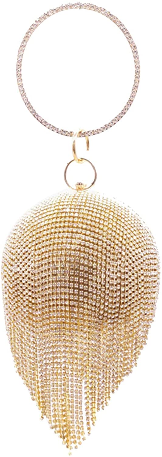 Price:$29.89 LUI SUI Women Round Ball Dazzling Crystal Evening Handbags Rhinestone Tassel Handle Purse Bags Wedding Shoulder Handbags  Handbags   