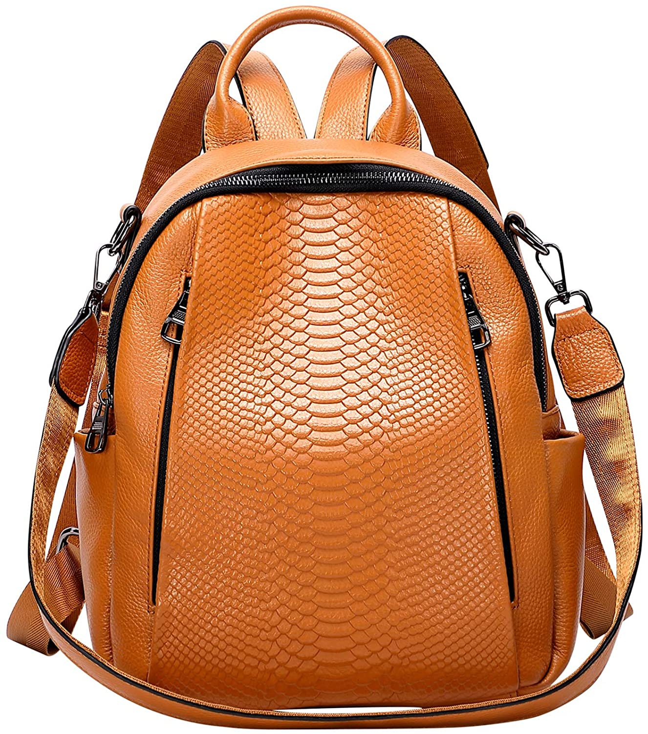 Price:$67.89    ALTOSY Genuine Leather Backpack for Women Fashion Convertible Backpack Purse Shoulder Bag with Crocodile Medium (S99 Orange)  Clothing