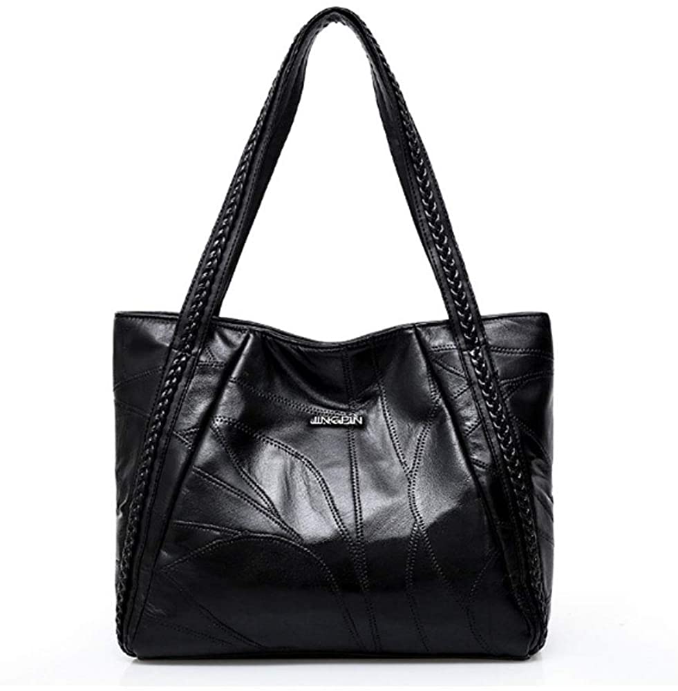 Price:$19.99    Voudi Genuine Leather Handbags for Women Tote Shoulder Bag Designer Purse (Black)  Clothing