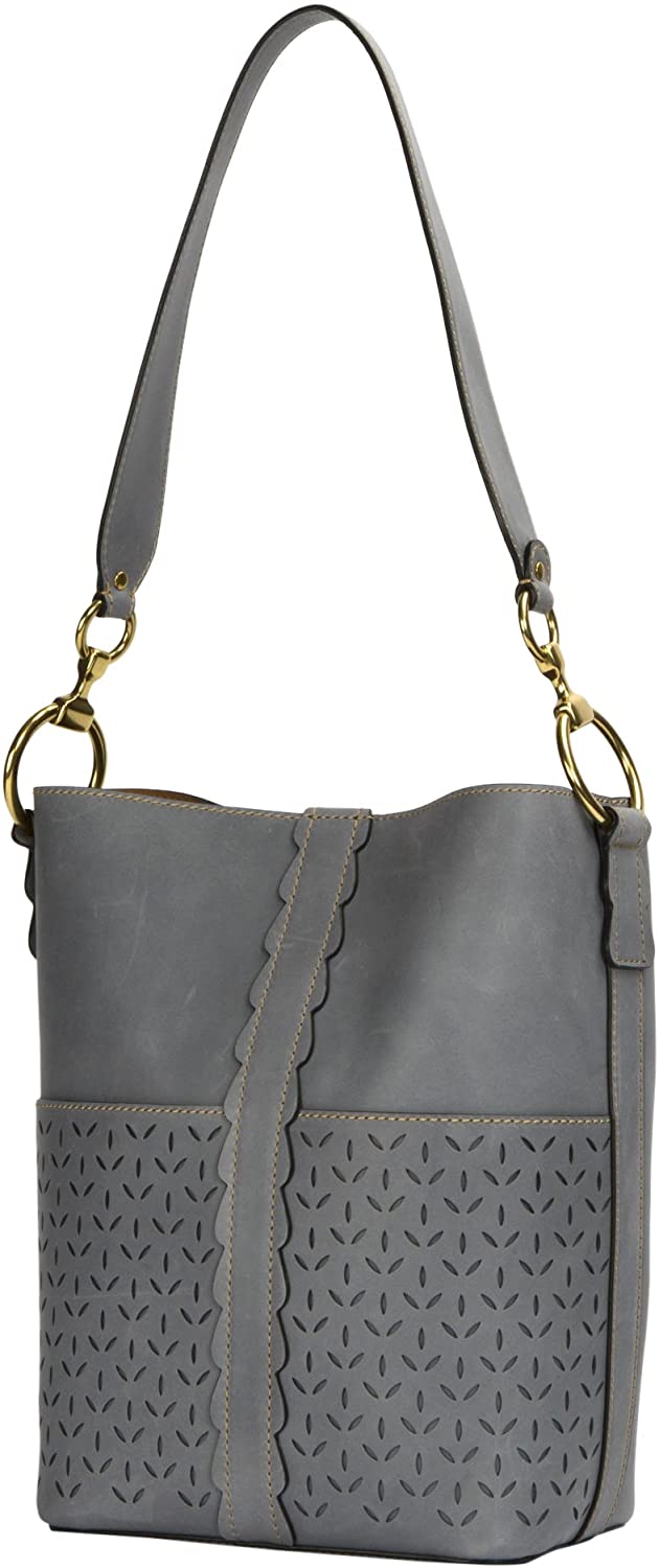 Price:$163.77    FRYE Ilana Perf Bucket Hobo Shoulder Bag, steel grey  Clothing
