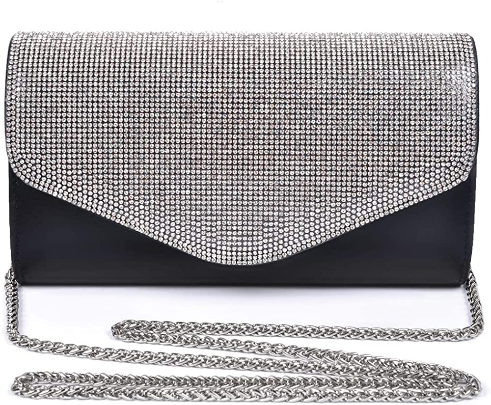 Price:$16.99 ANKESON Clutch Purses for Women Evening Bags Sparkling Rhinestone Envelope Party Shoulder Cross Body Handbags Black  Handbags   