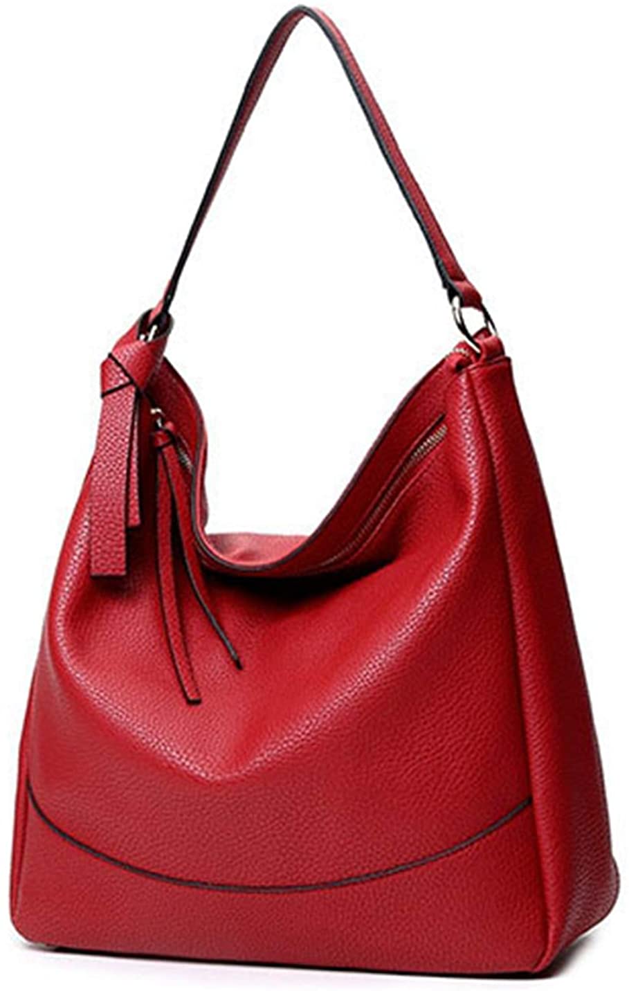 Price:$22.88    Hynice Handbags for Women Totes General Leather Handle Single Shoulder Hobo Bag Purse With Tassel (DW14-Red)  Clothing