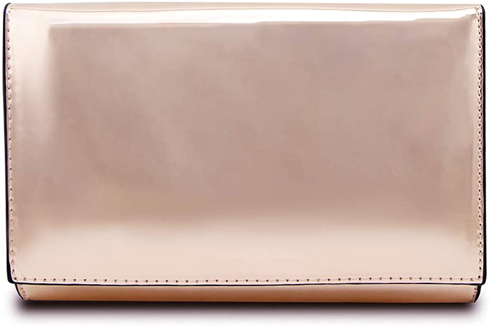 Price:$17.99 Jieway Women Clutch Purse Mirror Bright Patent Leather Handbags Shoulder Tote Bags Evening Bag (Rose Gold)  Handbags   