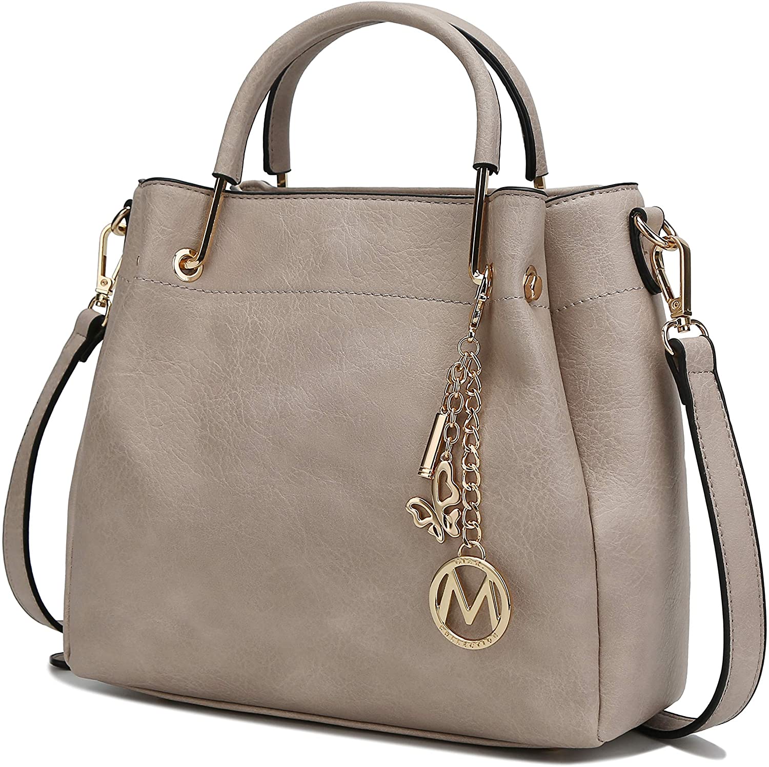 Price:$34.99    MKF Crossbody Satchel Bags for Women – PU Leather Shoulder Pocketbook Handbag – Lady Top Handle Tote Purse Stone  Clothing