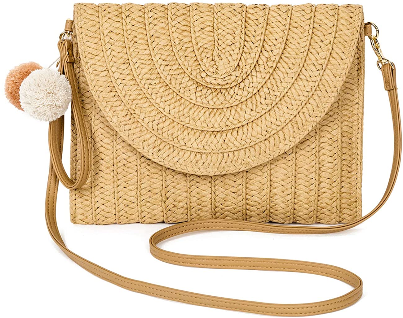 Price:$13.99 Lefur Straw Bag Beach Purse Crossbody Clutch Handbag Hobo Envelope Wallet for Women  Handbags   