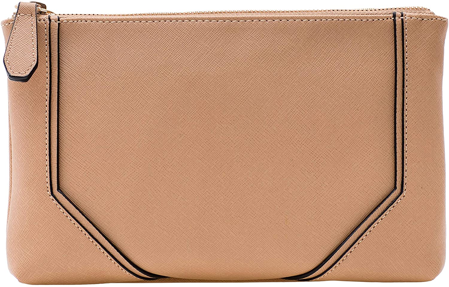 Price:$33.98 ANYHAN Women's Cross Body Bag - Saffiano PU Leather Zip Dual Body Compartment Shoulder Zipper Crossbody Strap Handbag Purse AZO-CR-BJ-01 Sand  Handbags   