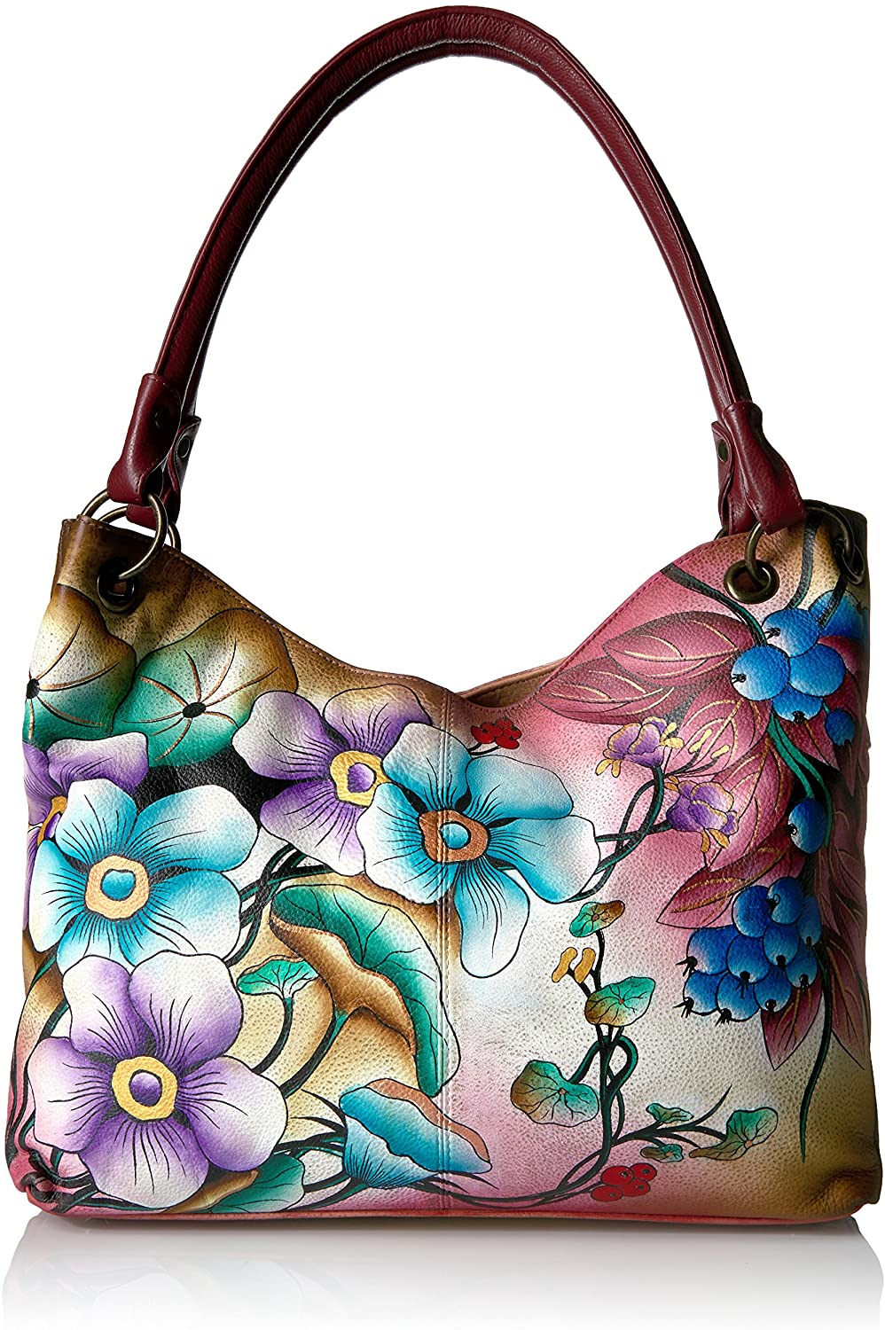 Price:$206.40    Anna by Anuschka Women's Genuine Leather Large Satchel | Hand Painted Original Artwork | Floral Berries  Clothing