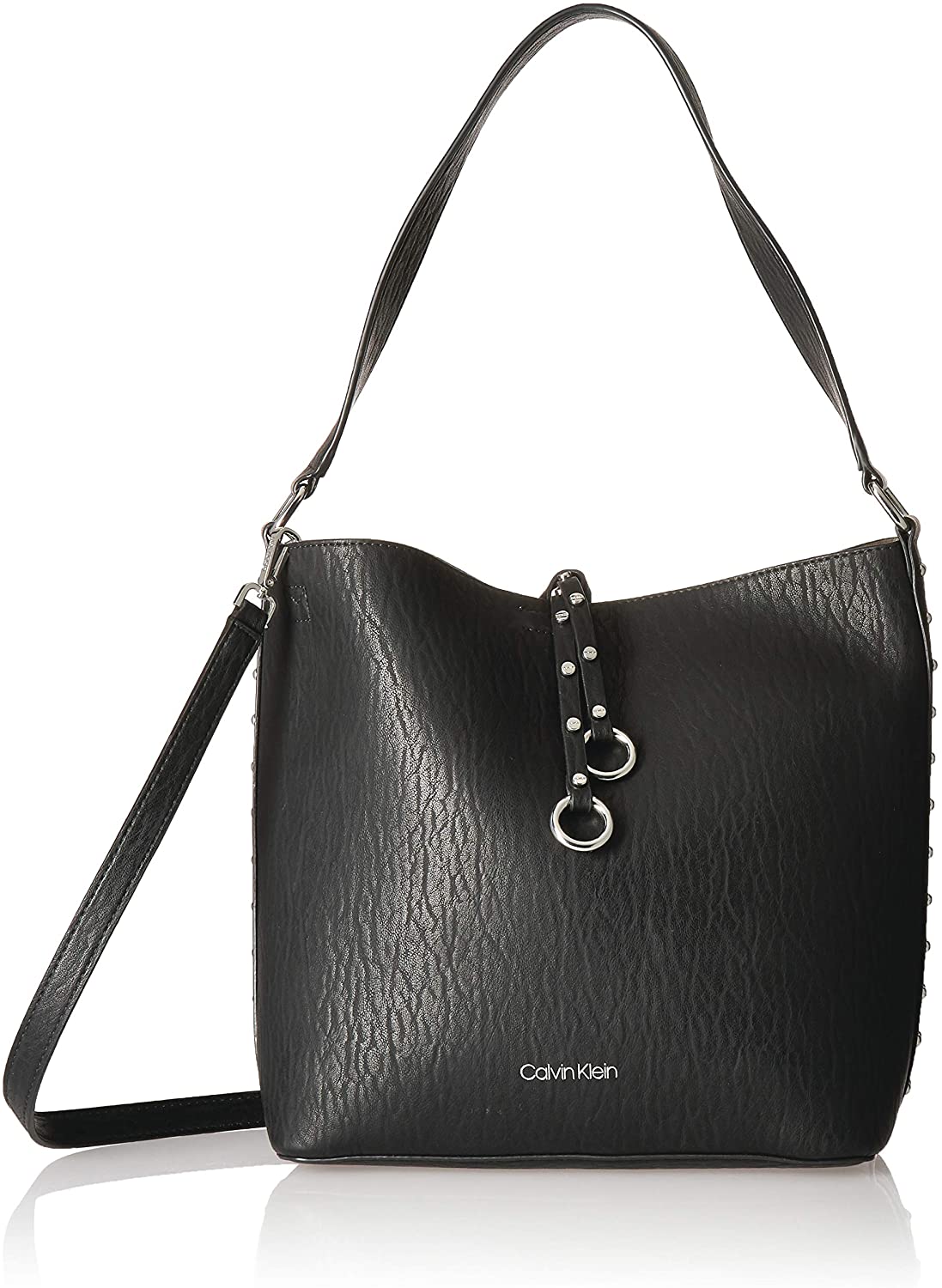 Price:$117.49    Calvin Klein Marlise Bubble Lamb Novelty North/South Bucket Hobo, Black/Grey, One Size  Clothing