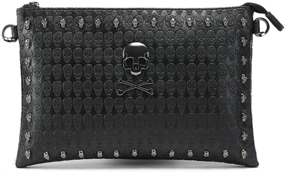 Price:$18.99    Downupdown Fashion Unisex Skull Rivet Handbag Shoulder Bag Evening Party Cocktail Women Messenger Bags Rivet Envelope Mini Clutch  Clothing