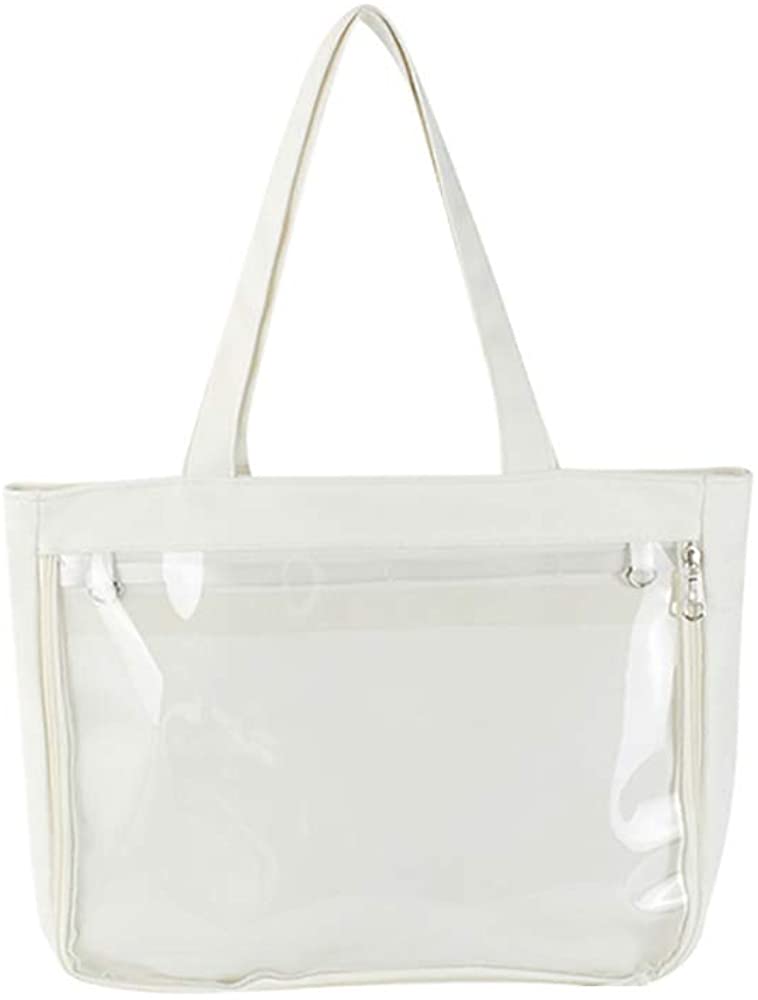 Price:$12.99 Ita Tote Bag Clear Window for Pins Ita Shoulder Bag Handbag Anime School Bag DIY, Cosplay, Comic Con, White  Handbags   