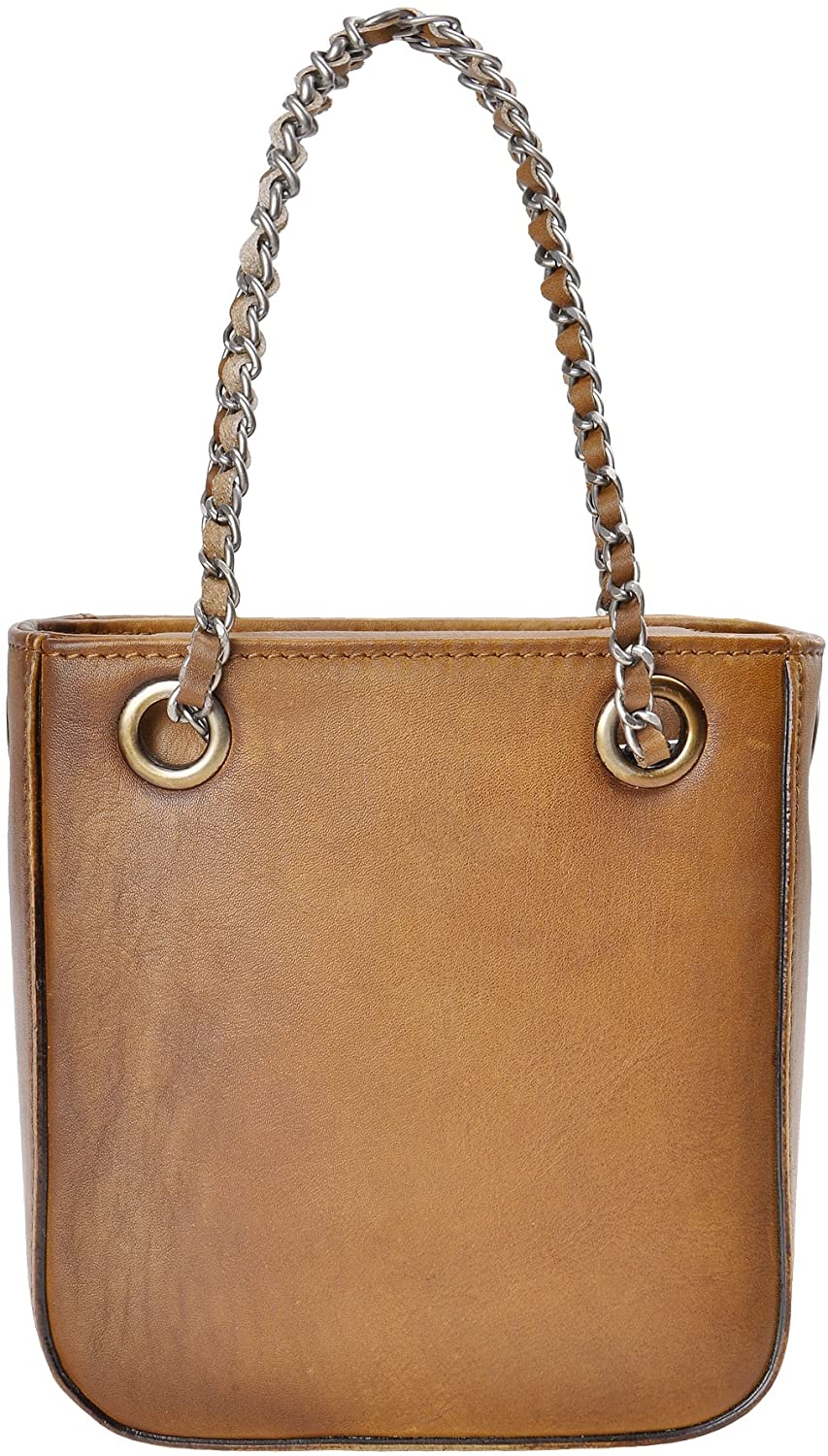 Price:$29.99 ZLYC Womens Small Leather Top Handle Handbags Vintage Chain Crossbody Shoulder Bags Purses (Brown)  Handbags   