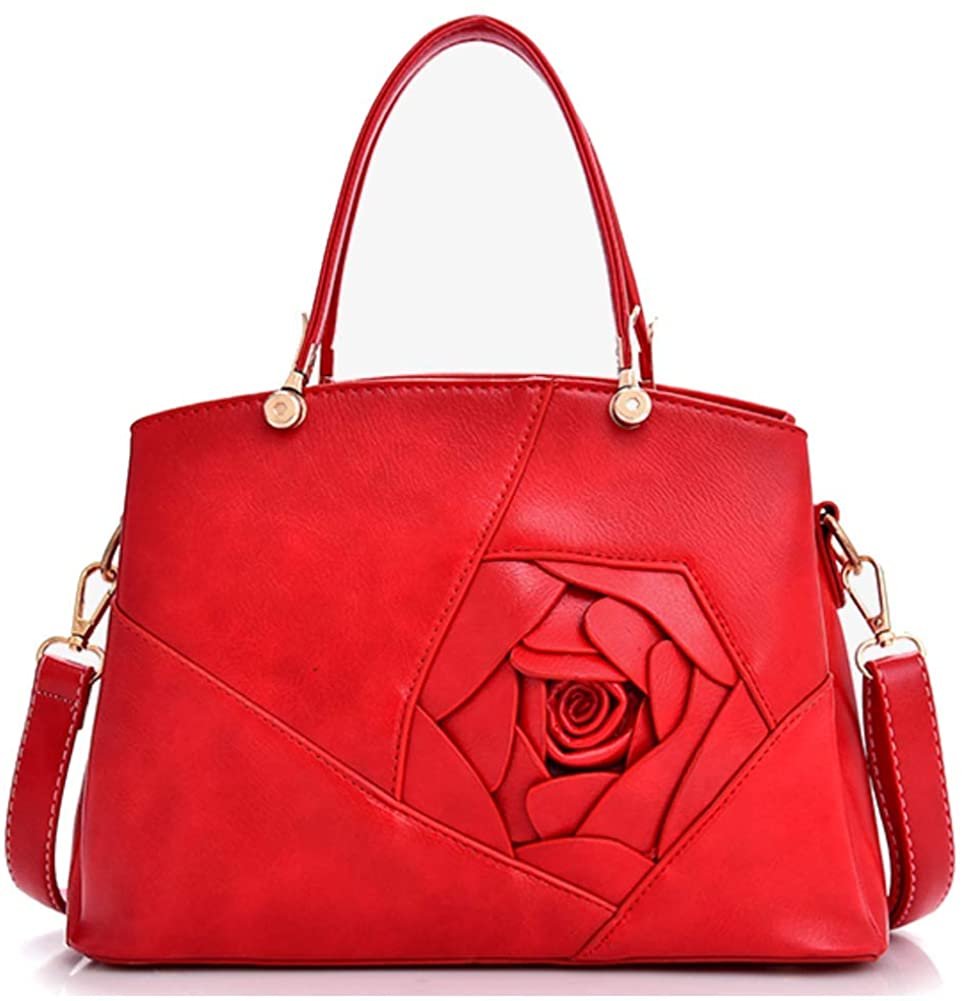 Price:$39.99    Women's Purses and Handbags Ladies Designer Satchel Messenger Tote Shoulder Bag Flower Shoulder Bag, QUEENTOO(Red)  Clothing