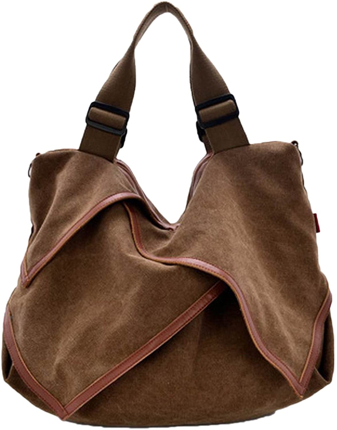 Price:$29.90 Weilong Women Canvas Handbag, Large Shoulder Bag, (Brown)  Handbags   