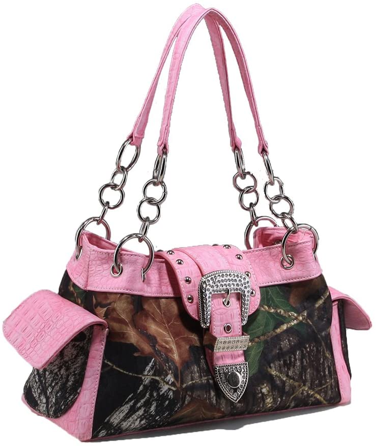 Price:$68.95    Licensed MOSSY OAK Camouflage Shoulder Bag Rhinestone Buckle Handbag  Clothing