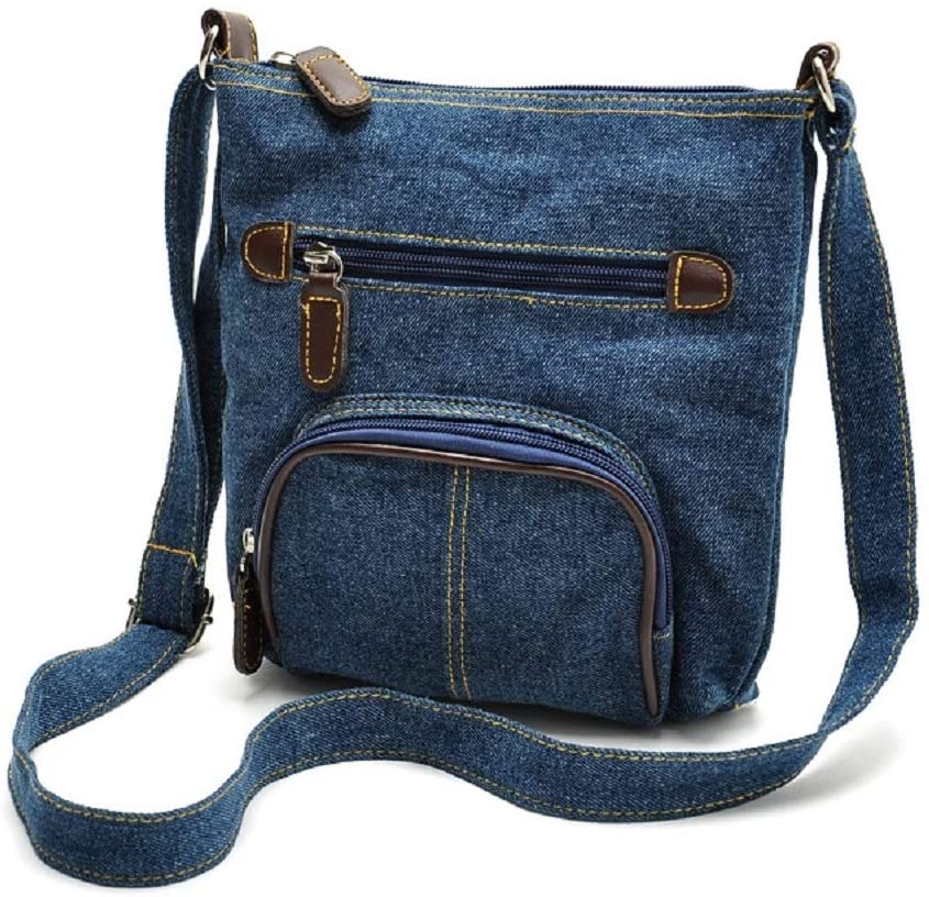 Price:$12.99 Women's Denim Cross-body Bag Mini Shoulder Handbags Organizer Purse Wallet, Blue  Handbags   