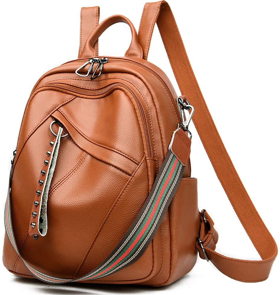 Price:$25.99    Women Bags Backpack Purse Soft PU Leather Zipper Shoulder Bag Fashion Casual Rivet Rucksack  Clothing