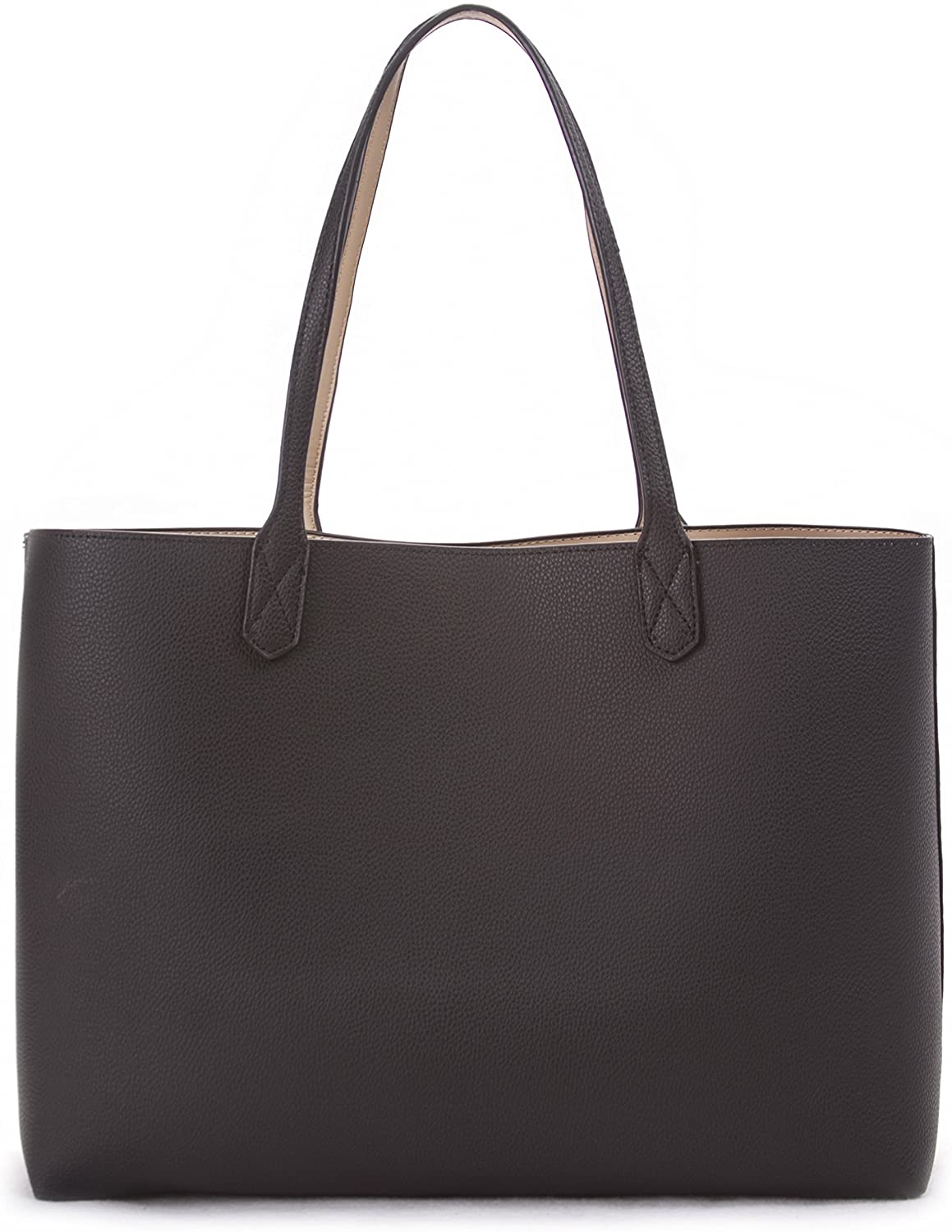Price:$34.95    Overbrooke Reversible Tote Bag, Black & Sand - Premium Vegan Leather Womens Shoulder Tote  Clothing