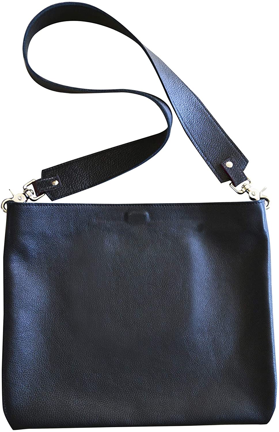 Price:$0.00 Alodie Italian Leather Crossbody Bag in Black Wide Removable Strap Easy on Shoulder and Neck Made in USA | ALICIA DAKTERIS  Handbags   