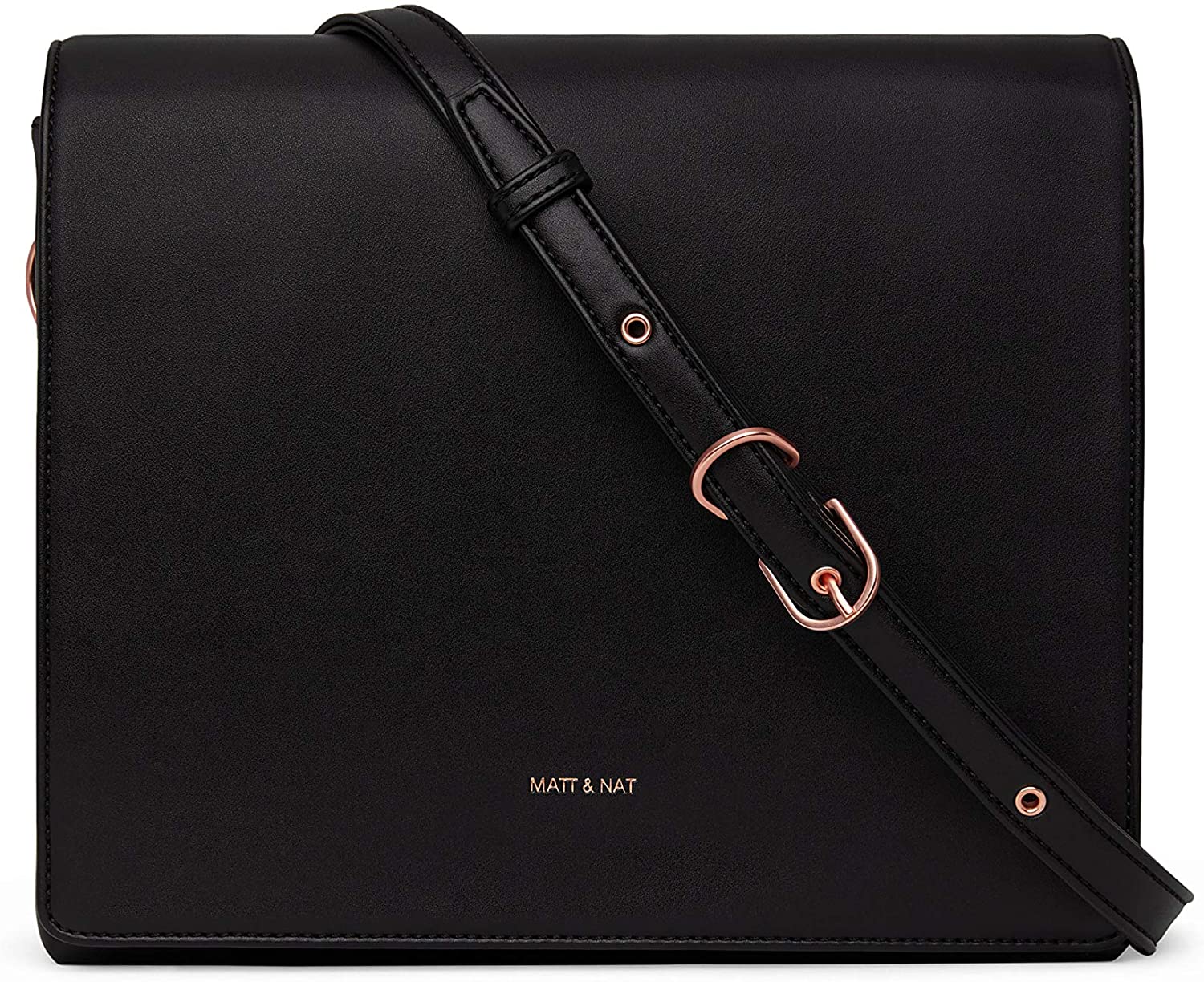 Price:$150.00 Matt & Nat Vegan Handbags, Dover Loom Shoulder Bag, Black Rose Gold (Black) - 100% Animal & Cruelty Free, 100% Recycled Linings, Eco-Friendly  Handbags   