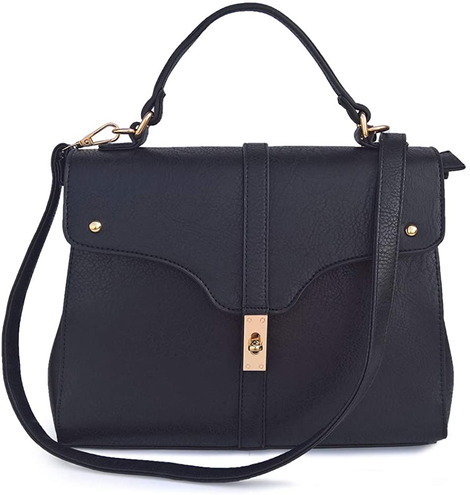 Price:$28.80    Handbags for Women Shoulder Bags Purses Fashion Casual Synthetic PU Leather Top Handle Tote Bag (BLACK)  Clothing