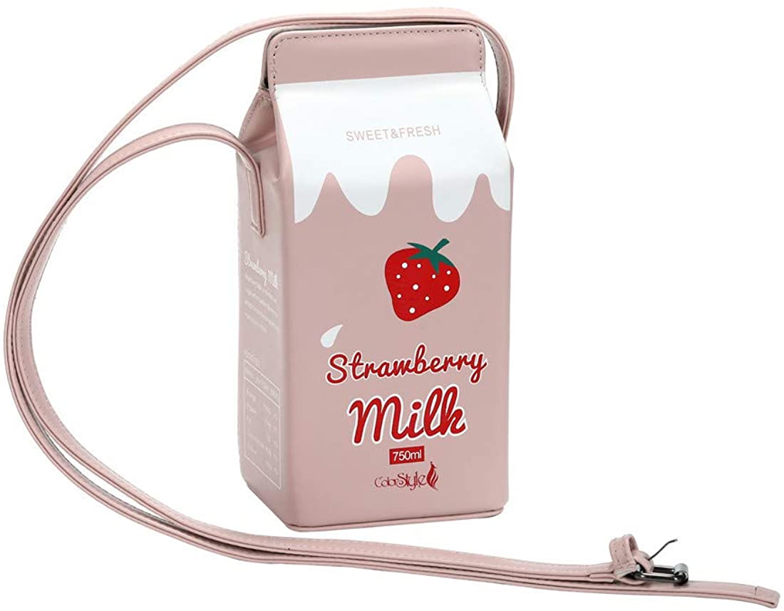 Price:$17.99    Youngate Women Girls Fruits Wallet Milk Box Crossbody Purse Bag Phone Shoulder Bags(strawberry)  Clothing
