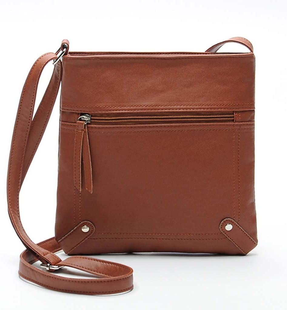 Price:$15.99    Ecokaki(TM) Women's PU Leather Fashion Handbag Shoulder Bag Functional Multi Pocket Crossbody Bag, Brown  Clothing