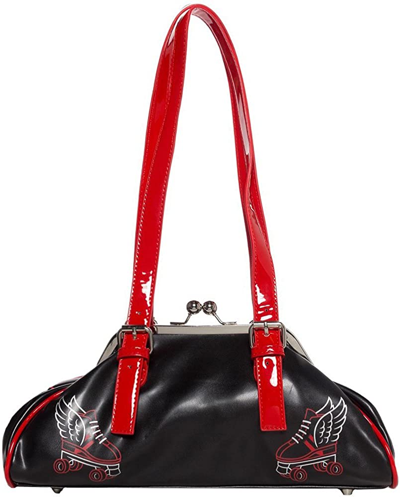 Price:$29.99 Sourpuss Clothing Flying Skate Purse Red/Black  Handbags   