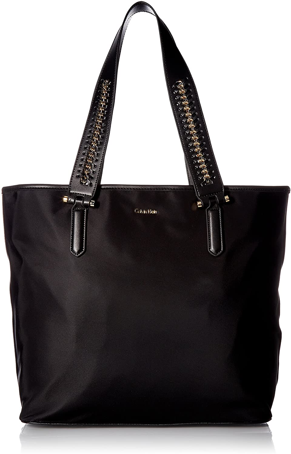 Price:$118.00    Calvin Klein Florence Nylon Woven Chain Strap Tote Tote Bag, BLK/GOLD, One Size  Clothing