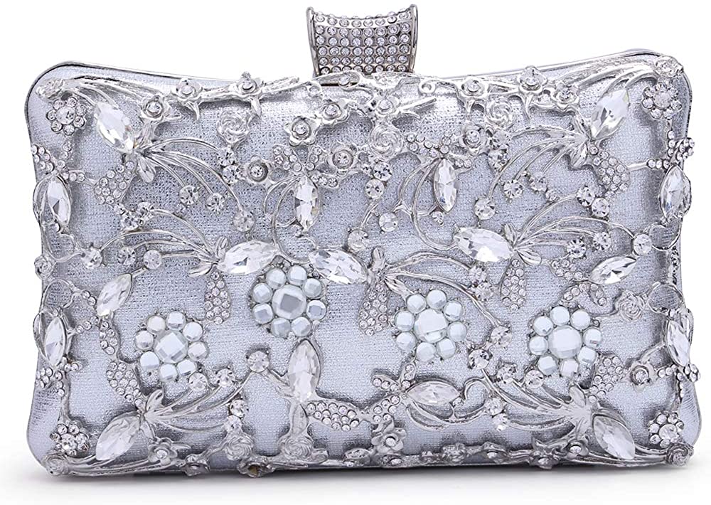 Price:$15.27 FRIFUN Womens Crystal Evening Clutch Bag Wedding Purse Bridal Prom Handbag Party Bag with Shoulder Chain Strap Lady Handbag  Handbags   