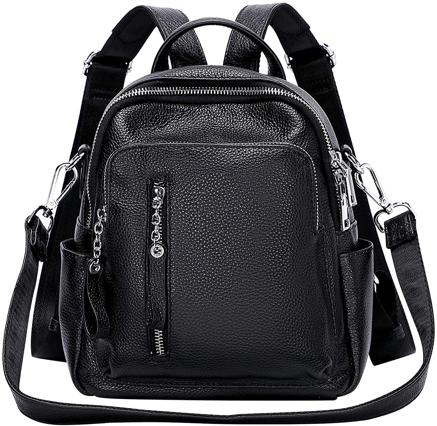 Price:$63.80    OVER EARTH Small Genuine Leather Backpack for Women Convertible Fashion Shoulder Bag for Ladies(O141-NewE Black)  Clothing