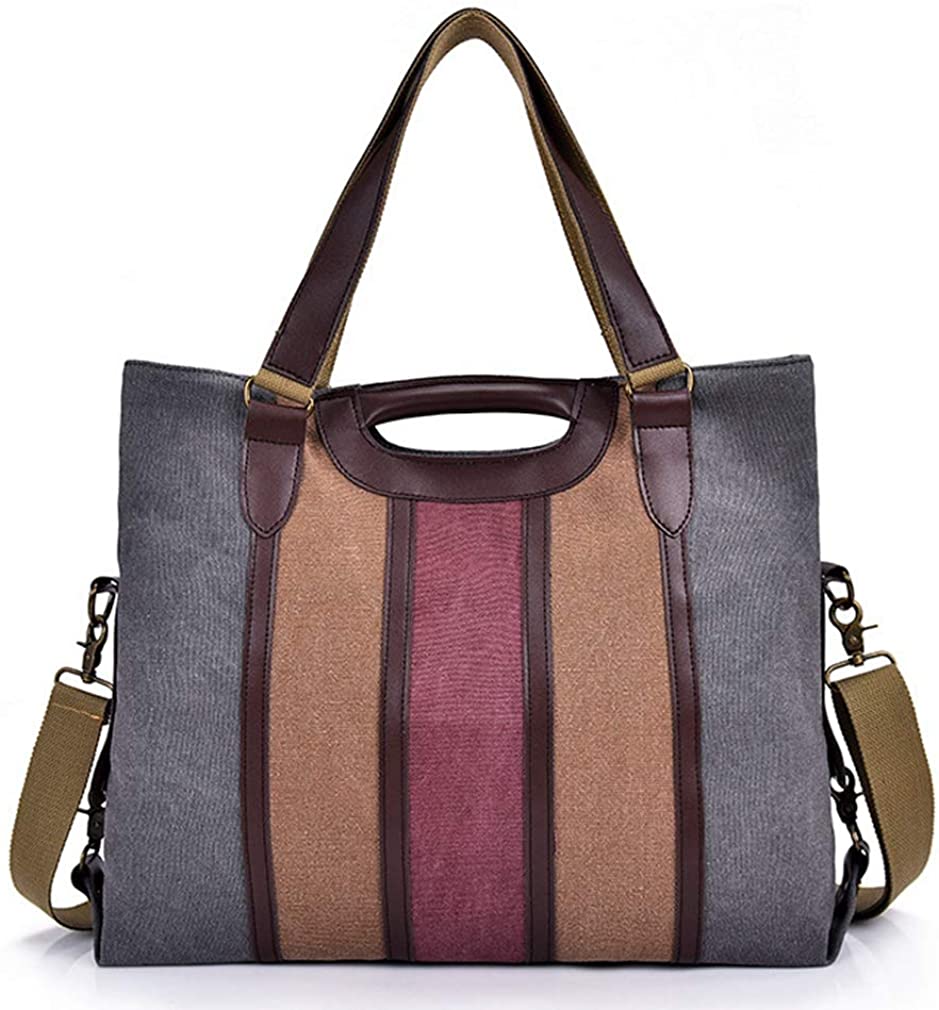 Price:$26.98    Women's Canvas Vintage Shoulder Bag Ladies Daily Purse Tote Top Handle Shopper Handbag (Grey)  Clothing